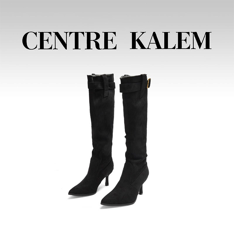 【CENTREKALEM鞋履】低跟高筒靴时装靴尖头纯色春秋青年女性厚底,女鞋,时装靴,淘宝优惠券,粉丝福利购,淘宝优惠卷