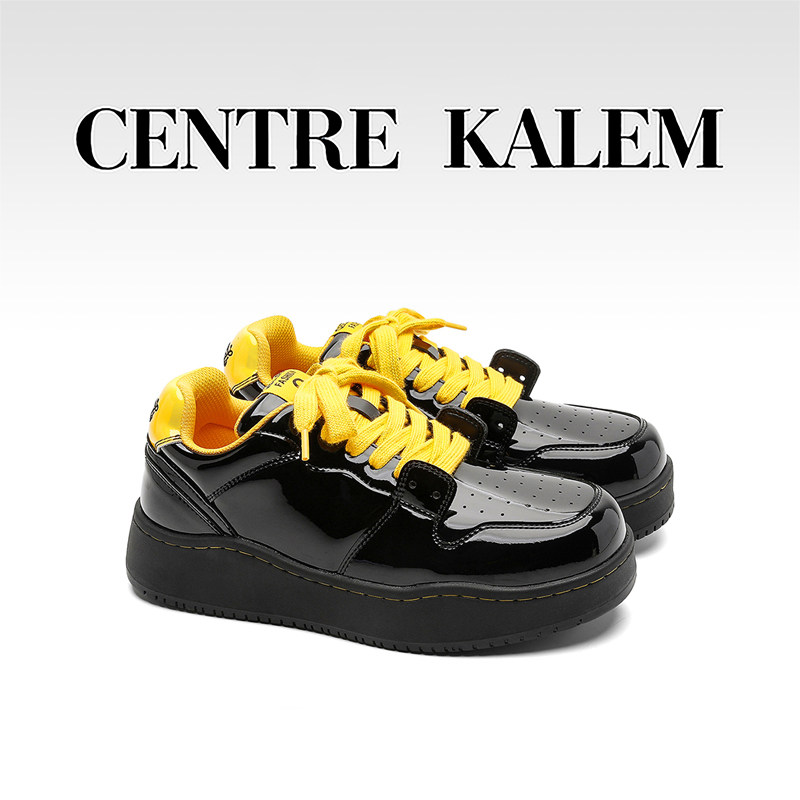 【CENTREKALEM鞋履】休闲板鞋浅口圆头系带运动橡胶底厚底漆皮,女鞋,时尚休闲鞋,淘宝优惠券,粉丝福利购,淘宝优惠卷