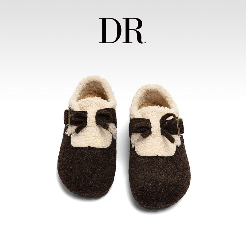 DR官方正品单鞋呢子软木鞋蝴蝶结勃肯鞋纯色一脚蹬保暖毛绒平底软,女鞋,勃肯鞋/软木鞋,淘宝优惠券,粉丝福利购,淘宝优惠卷