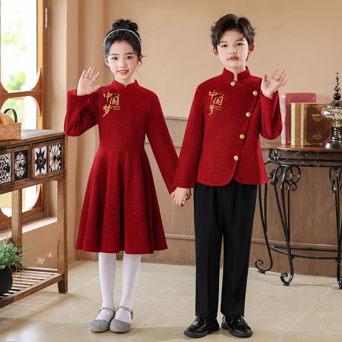 儿童合唱演出服中小学生诗歌朗诵演讲比赛歌唱祖国表演服装中国风