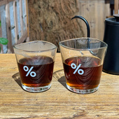 日本Arabica阿拉比卡百分号%三角凹口同款 玻璃杯咖啡杯牛奶杯