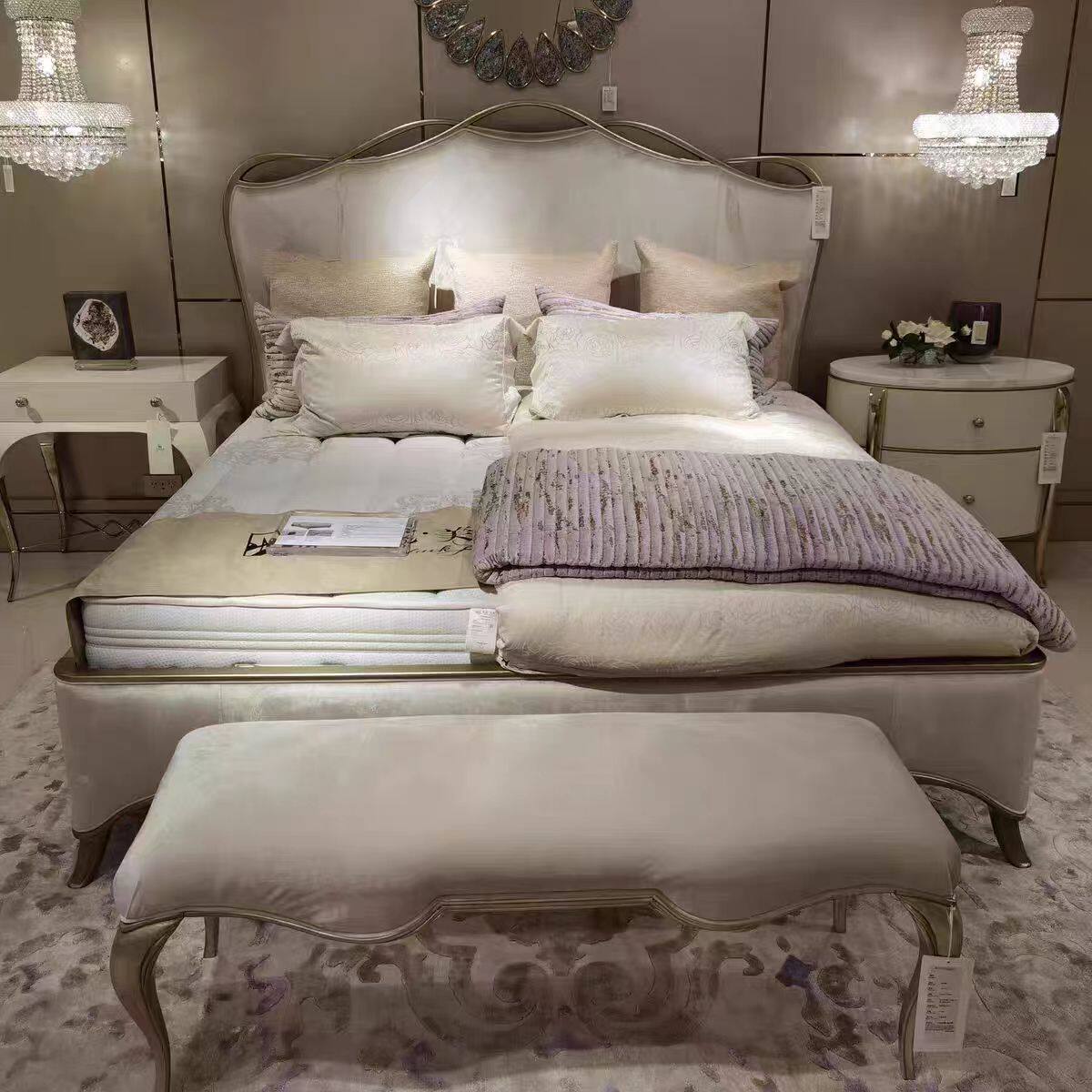 美克家具美家cara轻奢美式法式实木美式轻奢双人床实木床