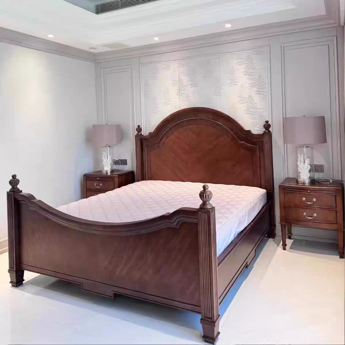美克美式美家新传统经典床卧室实木雕刻1.8米双人床定制