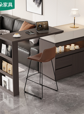 中古风酒吧台桌家用伸缩旋转隔断酒柜一体靠墙小户型餐边柜5S42