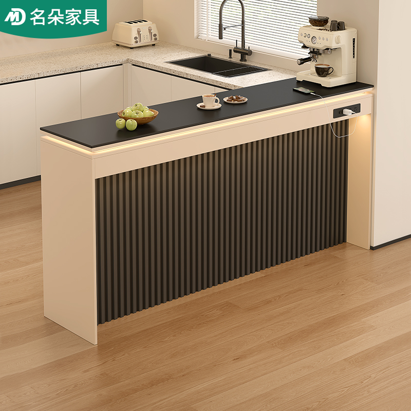 实木岩板岛台一体餐台2025新款