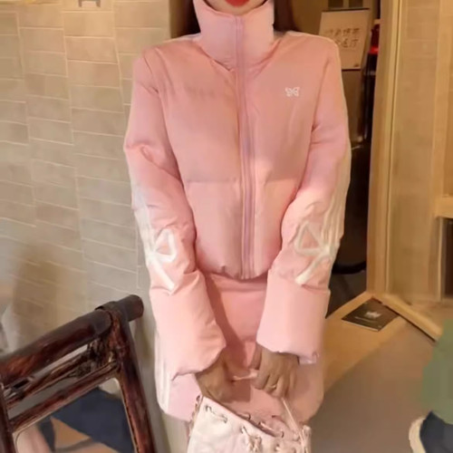 韩版2025秋冬季新款高领长袖羽绒棉服外套女加厚半身裙两件套装潮