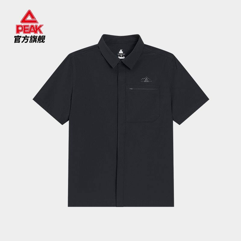 匹克PEAK正品男装 轻户外系列 翻领运动上衣梭织短袖单衣休闲短袖