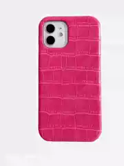 Luxurious Rose Red Personalized Creative Crocodile Pattern Simple and Suitable iPhone 16 Phone Case 18Promax Apple 17Pro Half-Cover 14 Women's New Model 15Pro Hard Shell Leather Oil-Edged Couple Protective Case