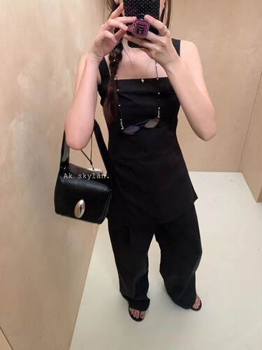 轻熟抹胸吊带＋高腰休闲阔腿裤女