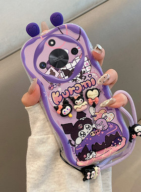 库洛米立体耳朵适用荣耀X9C手机壳海绵宝宝X9CSmart派大星公仔奶油纹软边趣味可爱壳