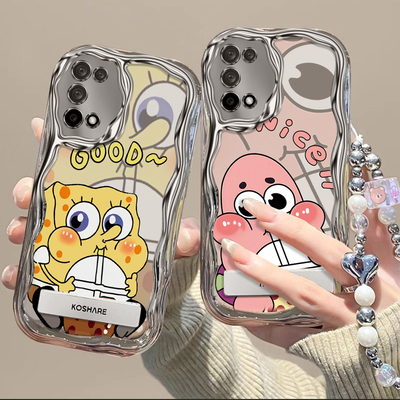 适用于realme真我V5手机壳新款少女可爱RMX2111海绵宝宝opopk7x个性卡通relamev5保护套带支架reaimev5时尚