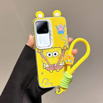 立体耳朵适用vivoS18手机壳海绵宝宝V30派大星S18Pro潮少女V30Pro手绳V30学生卡通趣味可爱壳