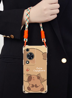 超萌卡皮巴拉适用华为畅享70斜跨手机壳华为畅享70S小众日韩华为novaY72卡通可爱少女硅胶时尚男女华为畅享7