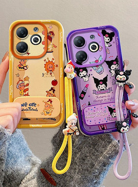 库洛米镜子支架适用INFINIX传音HOT40i手机壳时尚可爱女硅胶h0t40i卡通手绳hot4oi日韩个性保护套星星人米奇