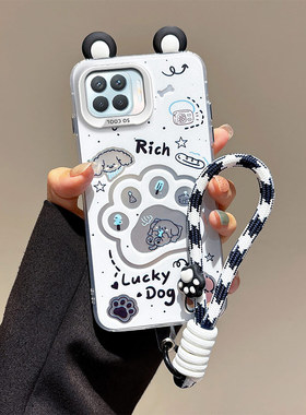 立体耳朵适用OPPOReno4F手机壳海绵宝宝f17pro派大星Reno4Lite潮少女手绳学生卡通趣味可爱壳