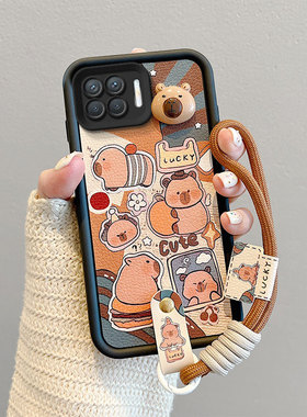 适用OPPOReno4F手机壳卡皮巴拉opop Reno4Lite保护套男女皮纹0ppo reno4f煤球卡通reno4lite可爱女remo4f潮牌