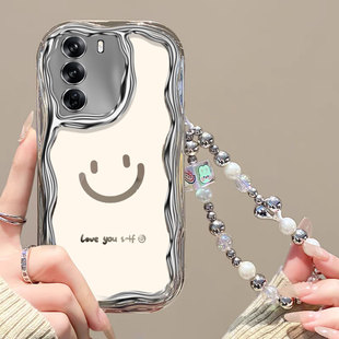 可爱简约笑脸适用于oppo a58x手机壳opopr15搞怪少女新款oopp reno10pro保护套realme gt5pro电镀软壳ins韩系