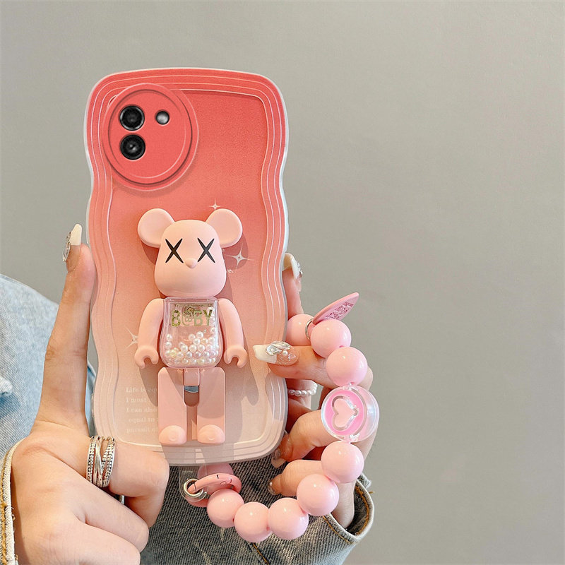 适用于三星A03S手机壳日韩可爱少女galaxy a03保护壳ins风暴力熊支架sx ao3s个性潮牌手链samsung高级感立体