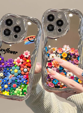 韩风ins夏日花朵适用苹果15手机壳iphone14个性小众高颜值ihpone13promax保护套xr可爱少女pg6s玫瑰电镀xsmax