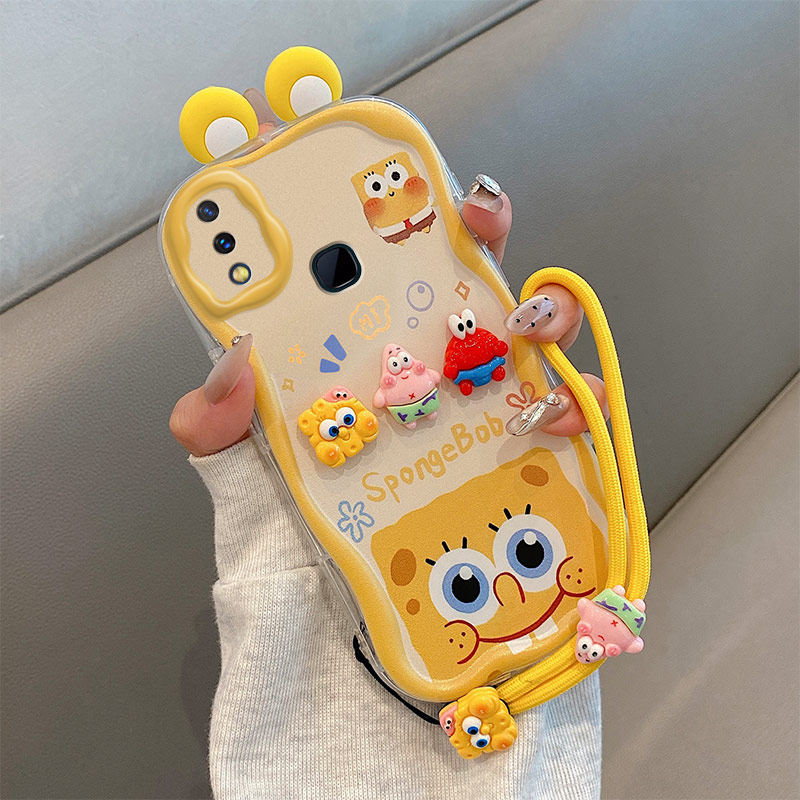 库洛米耳朵适用vivoV9手机壳海绵宝宝vovo v9派大星vibo v9趣味可爱女vico个性高级感vlvo v9保护套新款手绳
