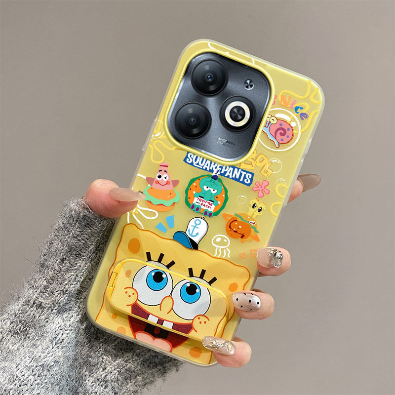 卡通可爱适用于INFINIX Smart8手机壳果冻壳小清新防摔潮流少女创意镜子支架保护套