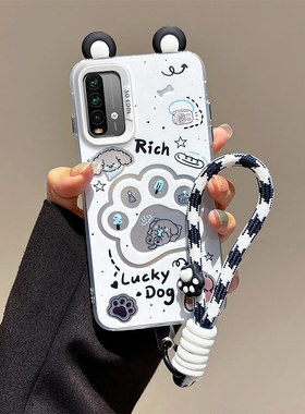 耳朵海绵宝宝适用小米POCOM3手机壳派大星。红米9Power潮少女redmi9T手绳hongmi Note9 4G保护套日韩可爱硬壳