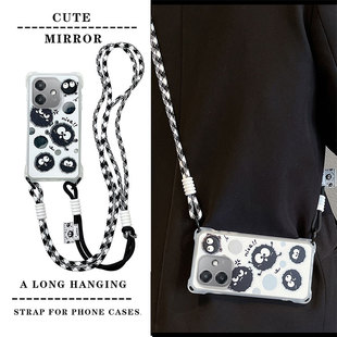 煤球适用OPPOA40手机壳卡通潮少女搞怪opop a40创意斜跨绳子oppia40创意可爱女0ppoa40日韩保护套oopoa40个性