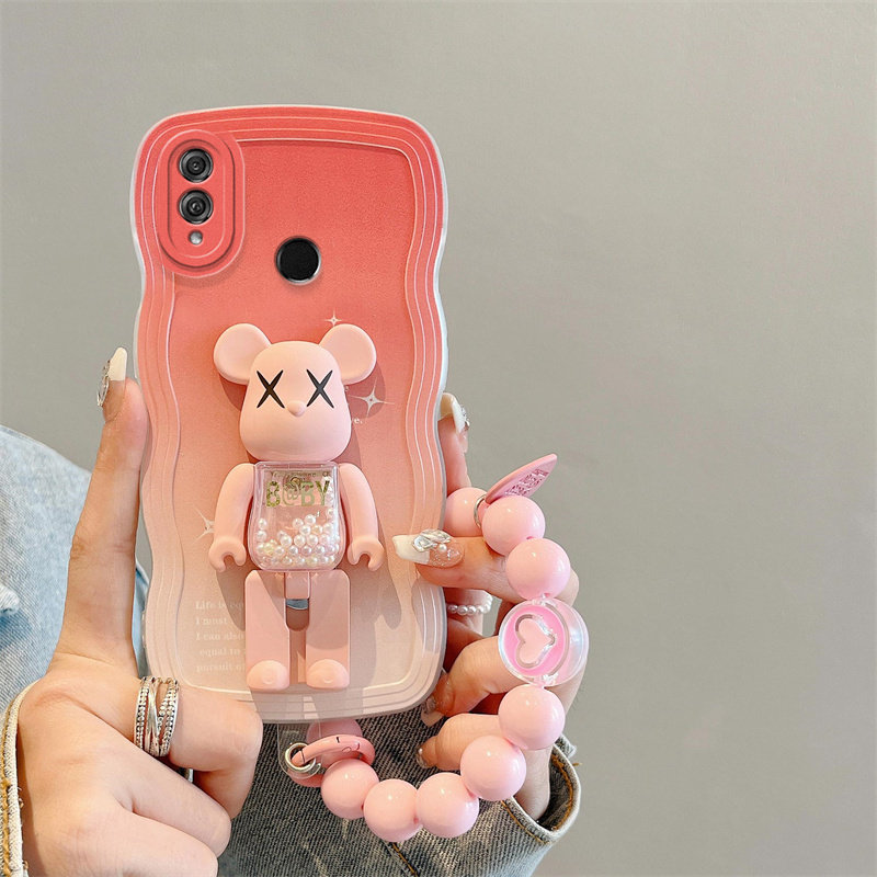 适用于华为荣耀8x手机壳日韩搞怪少女jsn-al00a暴力熊潮牌支架honor8x简约学生手链。畅玩8x保护套ins风可爱