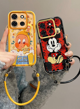 库洛米适用Tecno Pop7pro手机壳可爱潮流少女tecon小新创意卡通p0p7pro保护套tecmo pop7por米奇硅胶手绳传音