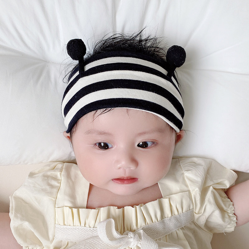 婴儿发带夏季护囟门宝宝帽子新生儿胎帽可爱触角凹造型拍照头饰潮