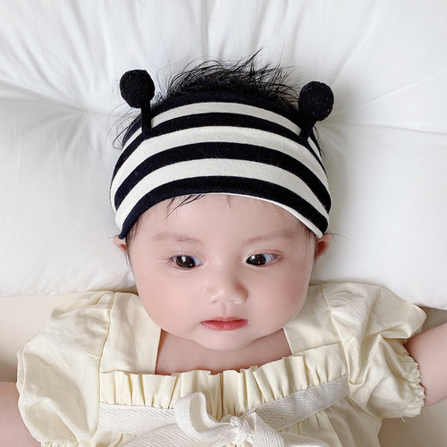 纯棉发带无檐条纹婴儿帽子