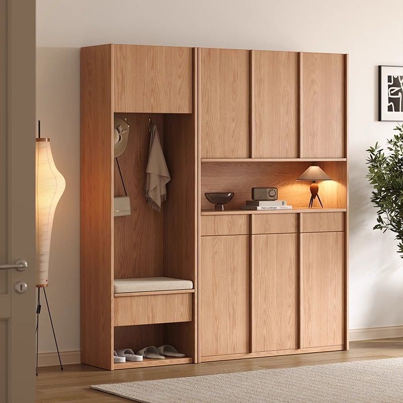 实木橡木鞋柜换鞋凳客厅