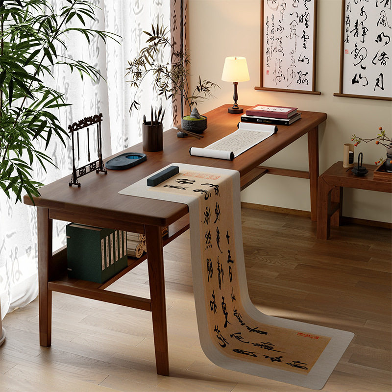 书法桌家用书桌实木腿新中式国学桌书画桌毛笔字学习桌课桌写字台,收纳整理,书桌收纳置物架,淘宝优惠券,粉丝福利购,淘宝优惠卷