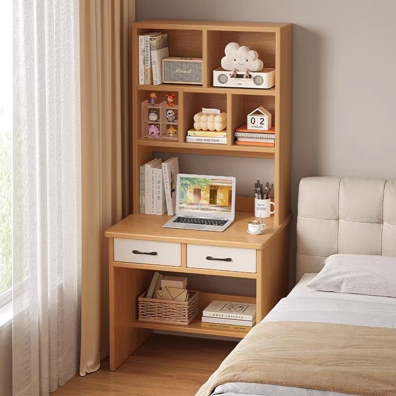 新实木书桌书架一体桌家用小户型卧室书房学生写字桌带抽屉电脑桌,收纳整理,书桌收纳置物架,淘宝优惠券,粉丝福利购,淘宝优惠卷