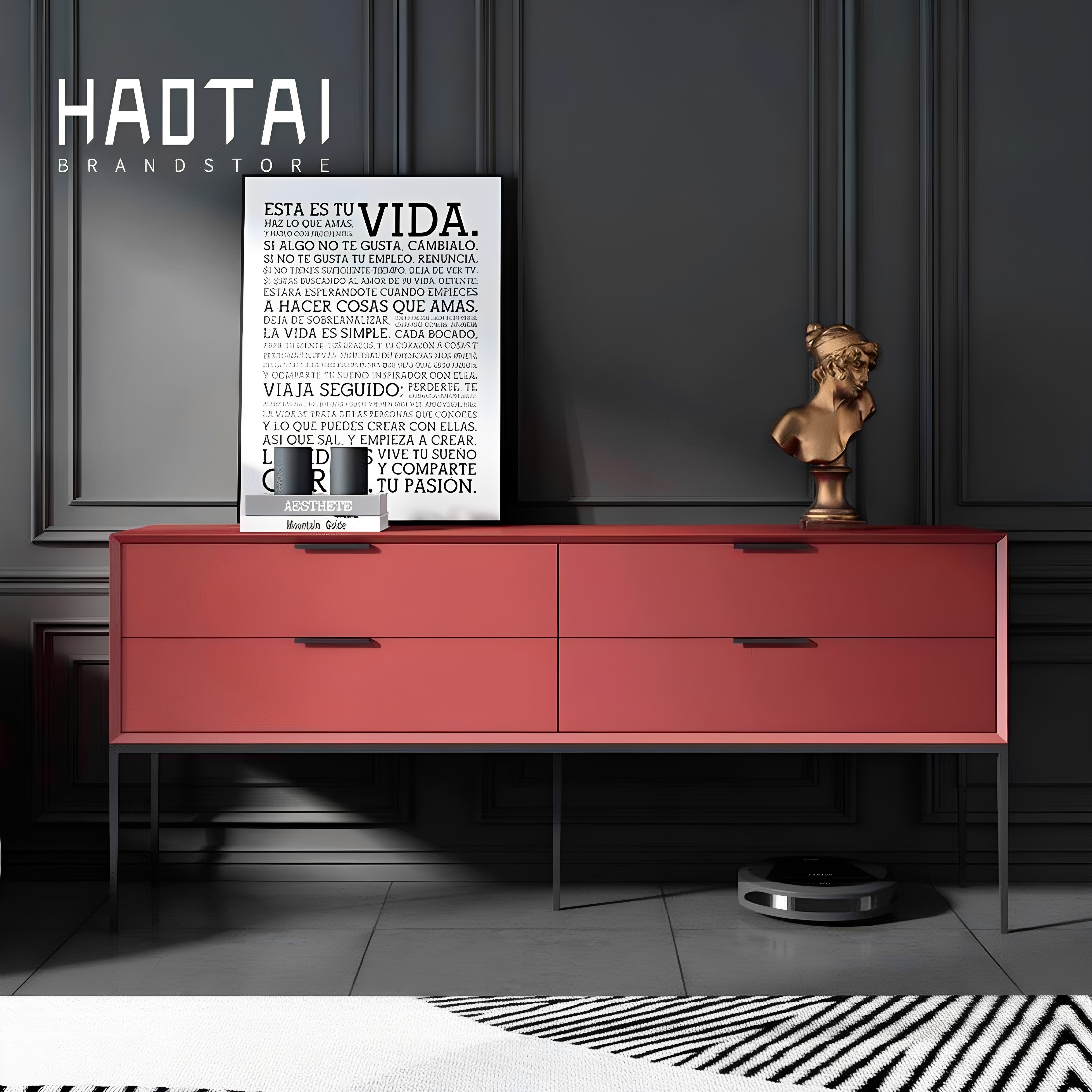 意式极简餐边柜烤漆轻奢玄关四斗柜现代简约客厅实木柜卧室电视柜