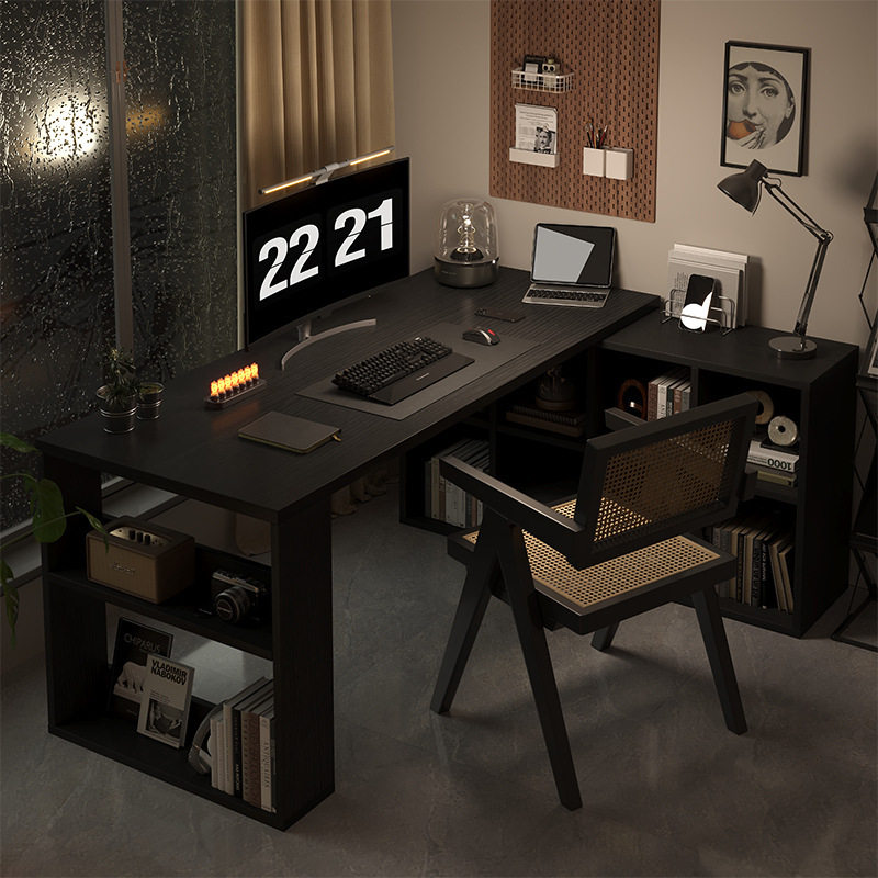 转角书桌书架书柜一体可伸缩储物柜学生家用写字桌办公桌卧室桌子,收纳整理,书桌收纳置物架,淘宝优惠券,粉丝福利购,淘宝优惠卷