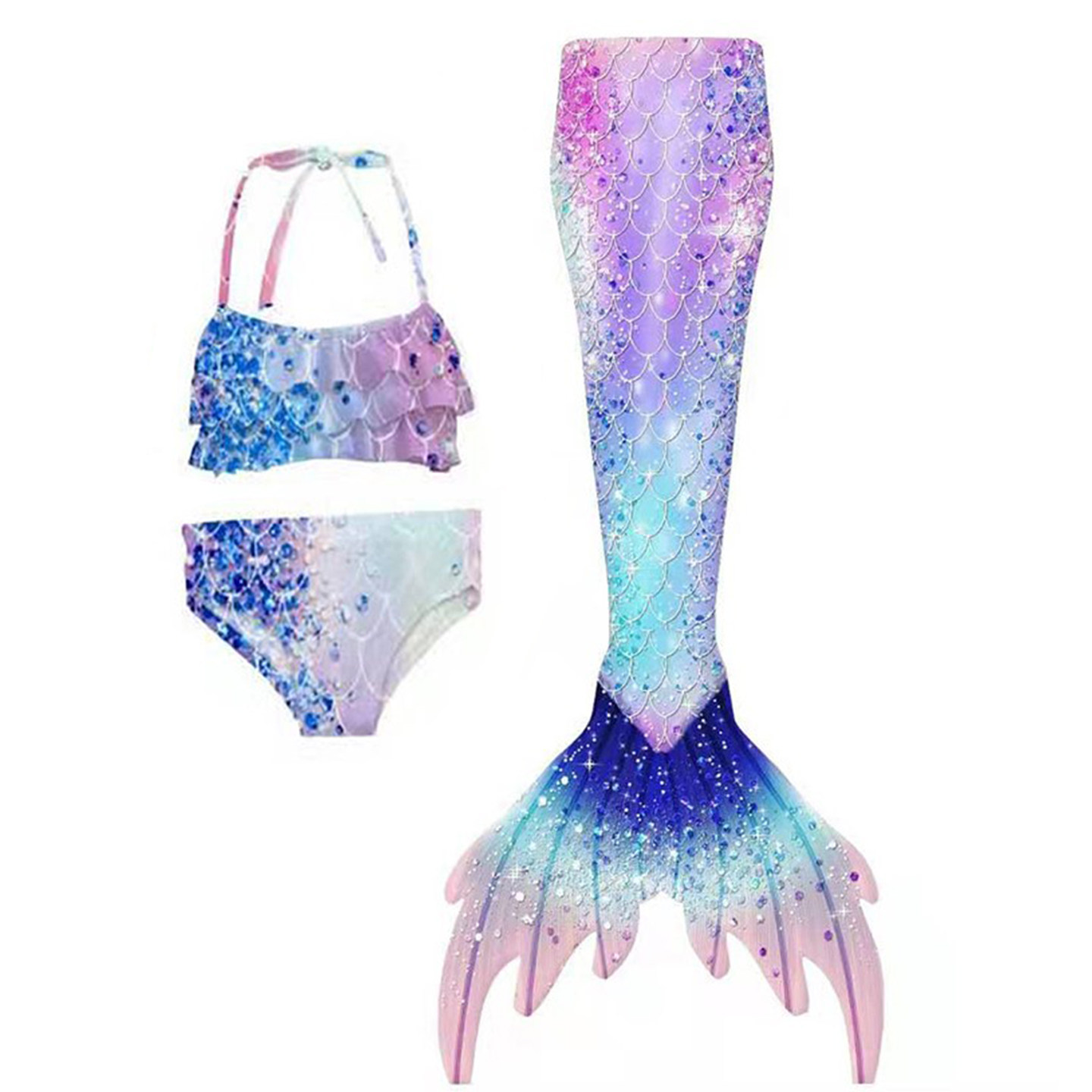 新品美人鱼尾巴儿童泳衣宝宝美人鱼服装女童分体泳衣女孩人鱼尾巴