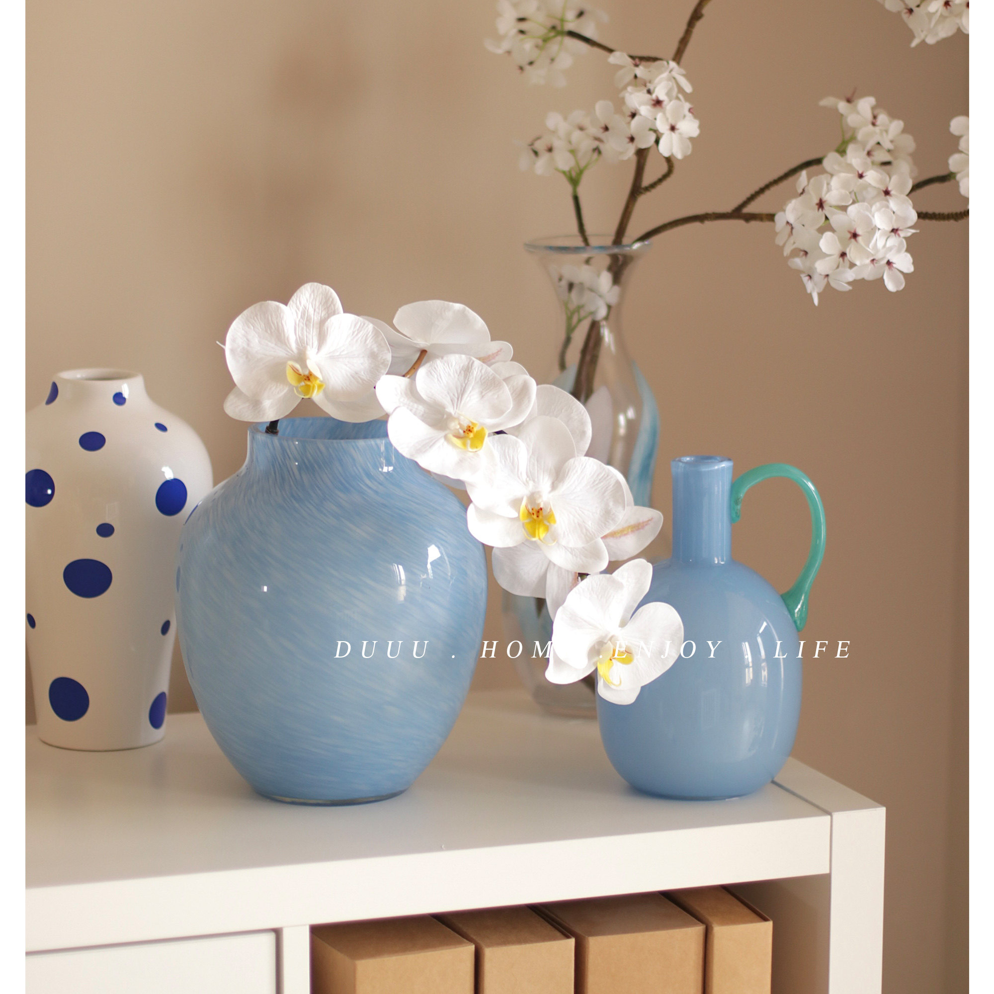 设计感玻璃花瓶琉璃鲜花仿真干花小众高级感民宿餐桌摆件艺术器皿,家居饰品,花瓶,淘宝优惠券,粉丝福利购,淘宝优惠卷