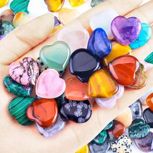 10/20/30PCS Natural Rose Quartz Crystal Love Heart Home Deco