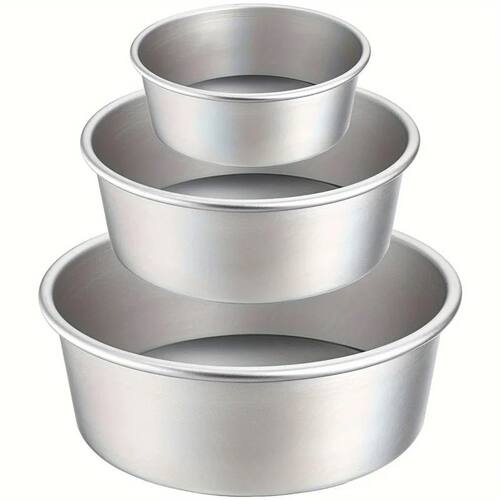 3-Piece Round Cake Pan Set 4/6/8 Inch Hard Anodized Aluminum