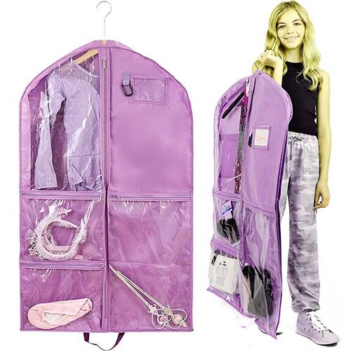 Dance Garment Bag with Accessory Pockets for Suits Dress Cov