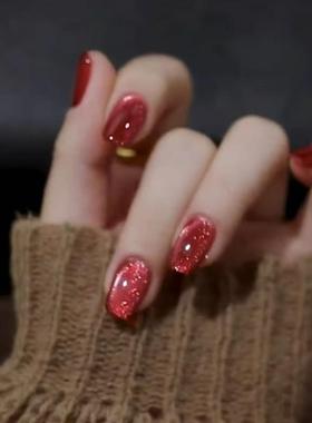 GC 【朝花夕拾·】招财猫红色猫眼招财进宝高级感显白气质穿戴甲