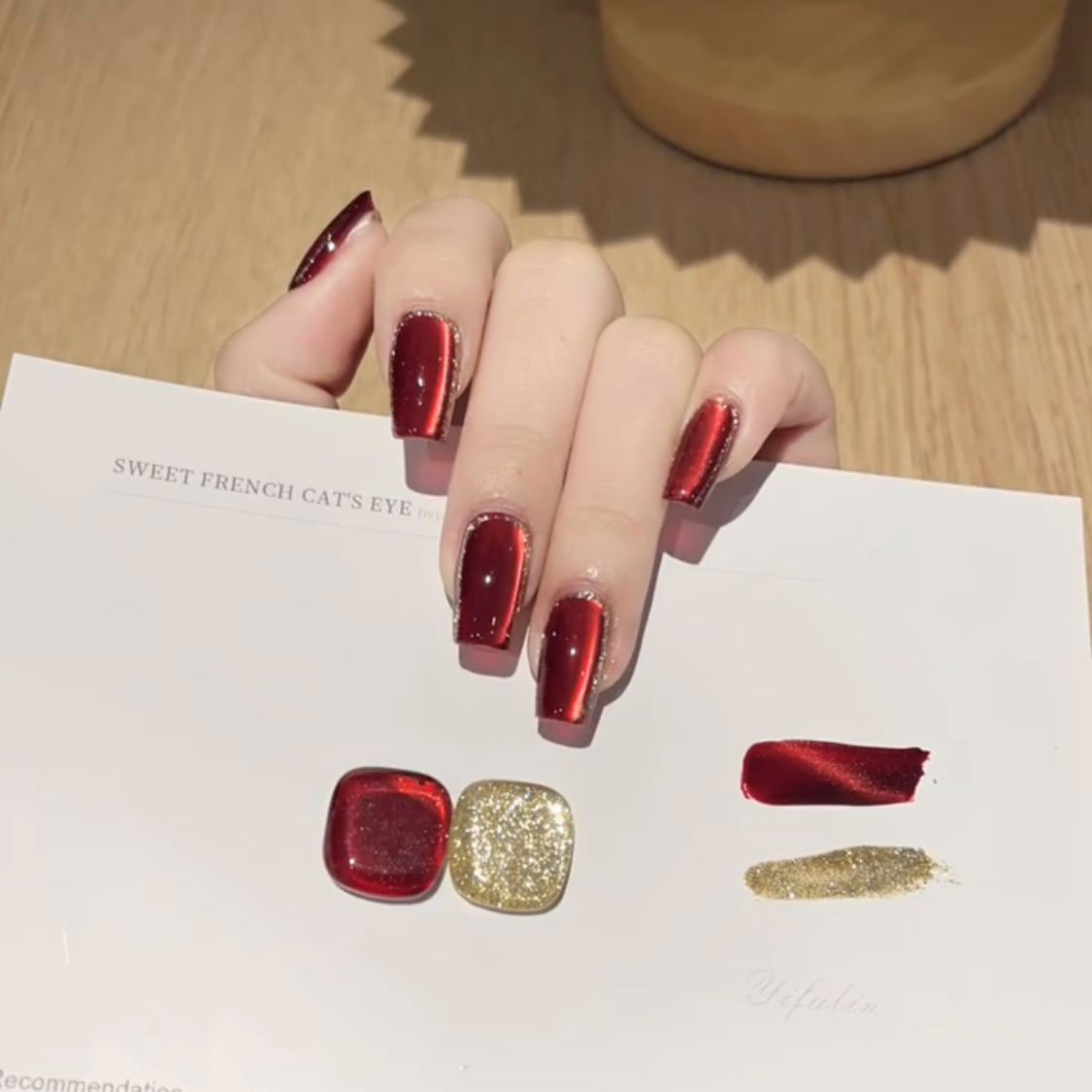 GC【永夜星河】秋冬新款手工穿戴甲显白红宝石猫眼高级气质可拆卸