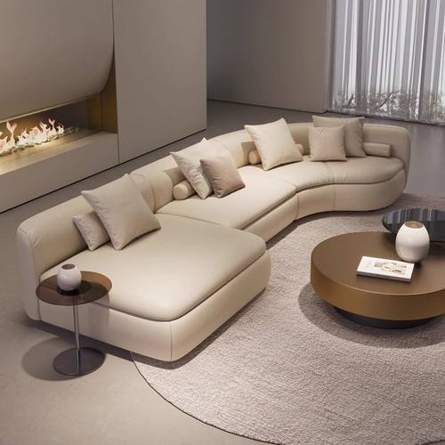 意式轻奢创意沙发高端酒店大堂美容院商用沙发办公室弧形沙发客厅