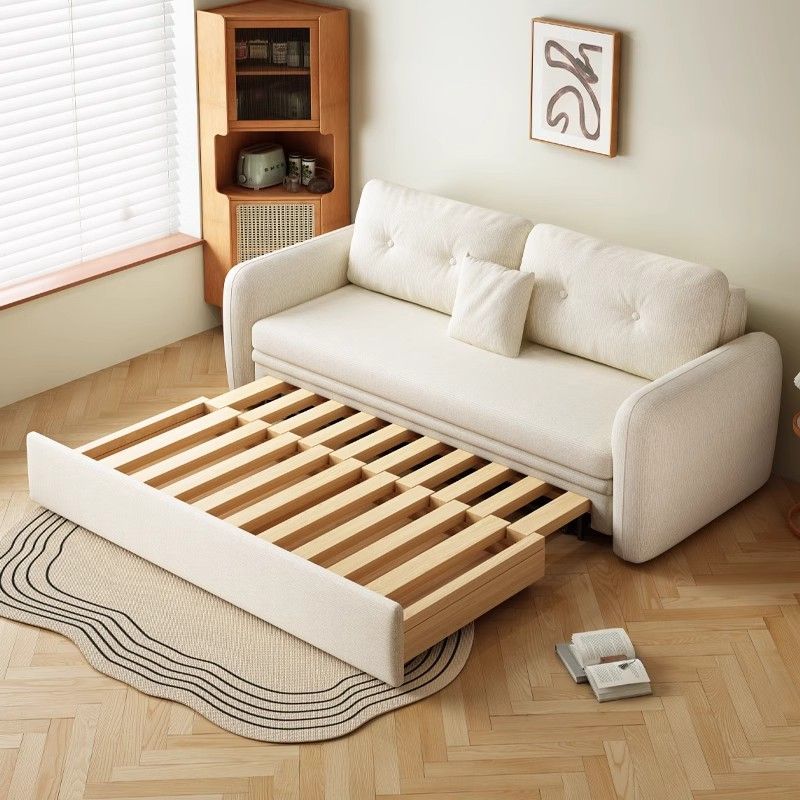 奶油沙发床实木多功能储物可折叠一体两用小户型客厅书房双人卧室