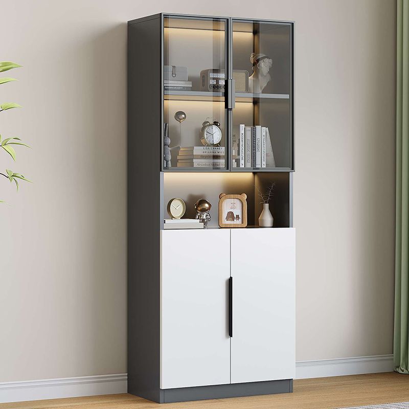 2024书柜带玻璃手办展示柜轻奢办公室储物柜子陈列置物柜落地书架
