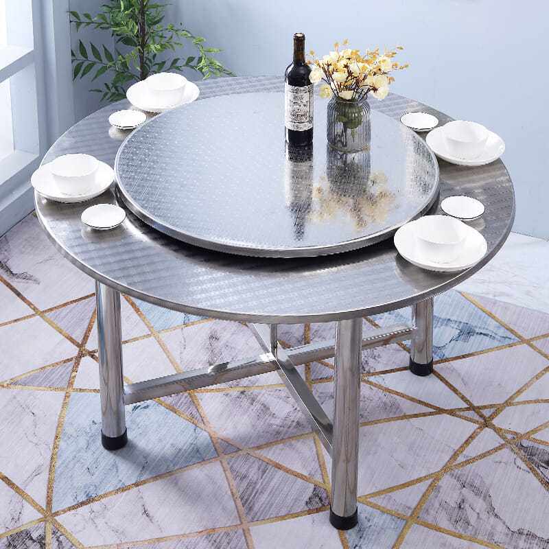 304不锈钢分体大圆桌8人10吃饭桌圆形圆桌面餐桌桌子家用圆台转盘