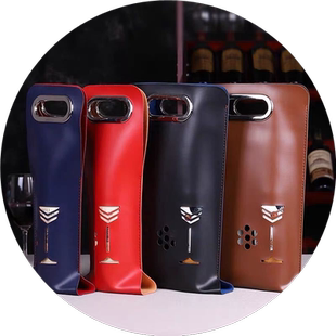 红酒皮盒单双支葡萄酒包装礼盒子软皮酒袋子红黑色送礼产品可定制