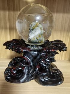 招远天然金矿石原矿石水晶球客厅玄关办公室茶台前台商务送礼摆件