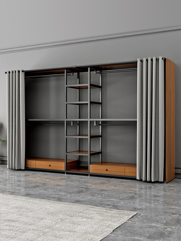 开放式衣架步入式金属衣帽间落地式卧室衣架可及豪华组合衣架防尘